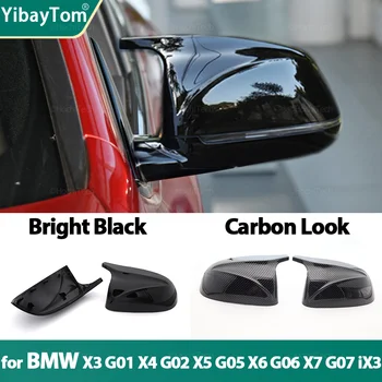 M stila pārklājums Sānu Atpakaļskata ārējie spoguļi segtu Oglekļa Šķiedras Raksts, Melns BMW X3 G01 X4 G02 X5 G05 X7 G07 X6 G06 2018-2023