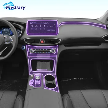 Par Hyundai Santa Fe 2019-2022 Auto interjera Centra konsole pārredzamu TPU Krāsu aizsargājošu plēvi Anti scratch uzlīme LCD ekrāns