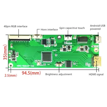 5-collu augstas izšķirtspējas IPS izšķirtspēja 800x480 40pin RGB interfeiss HDMI vadītāja valdes RGB interfeiss HDMI HDMI-RGB40P-V05
